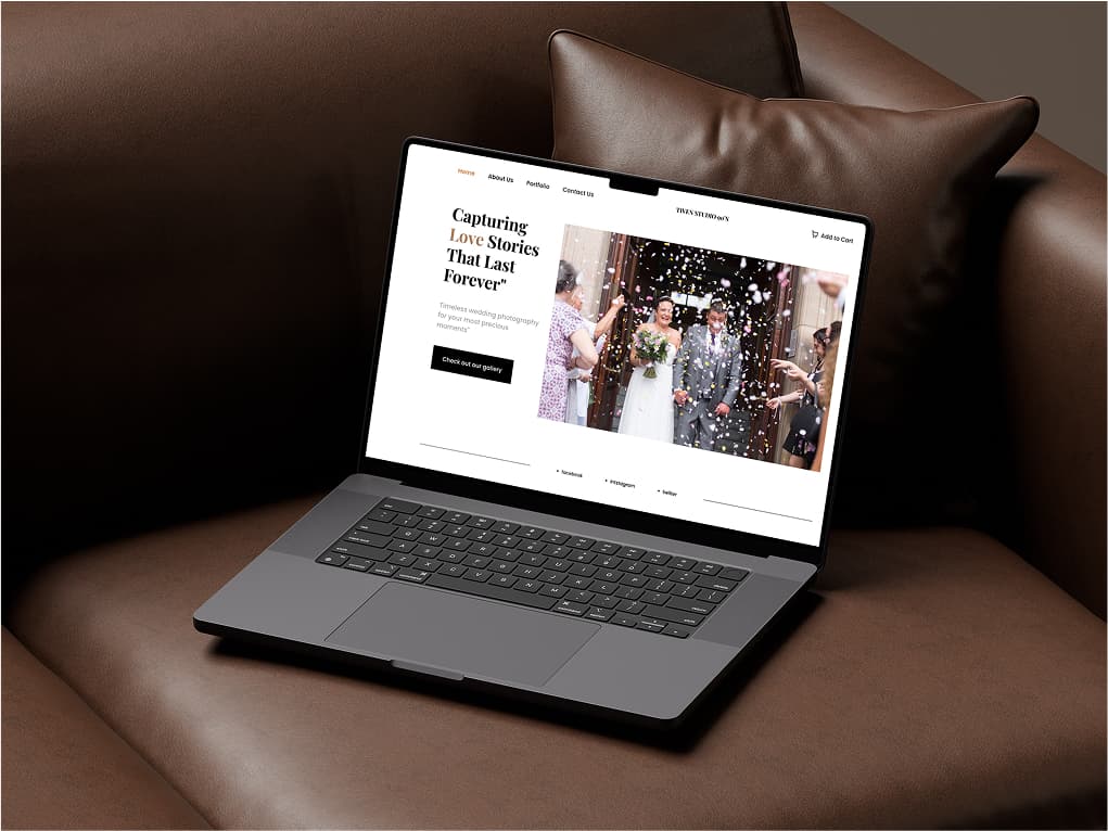 Tivens Wedding Photography website mockup